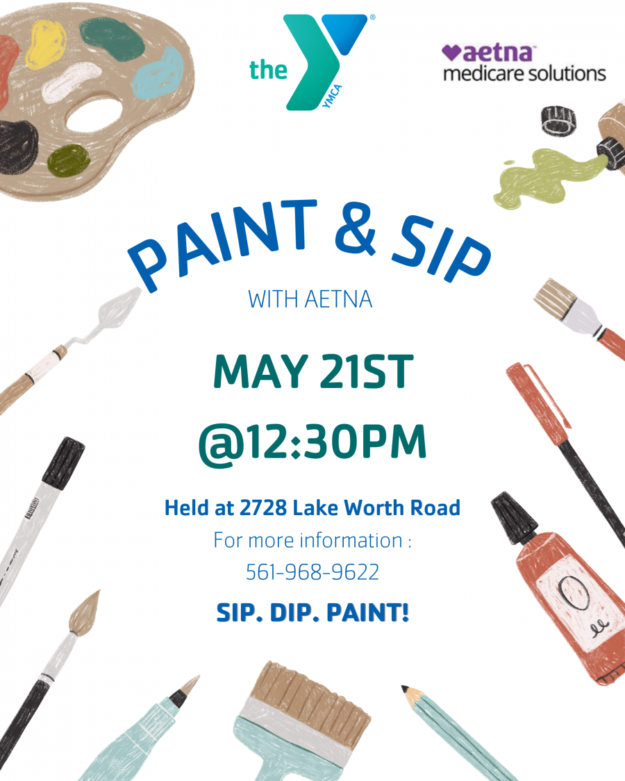 Paint & Sip for May 21st at 12:30pm. Held at 2728 Lake Worth Rd