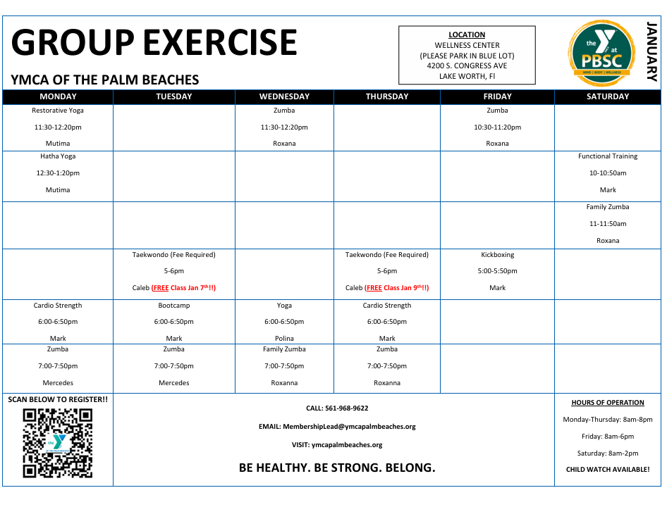 Fitness Schedule