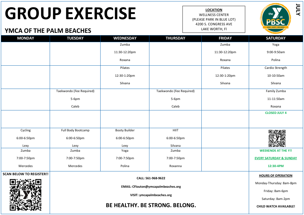 Wellness Center May Group Exercise Classes