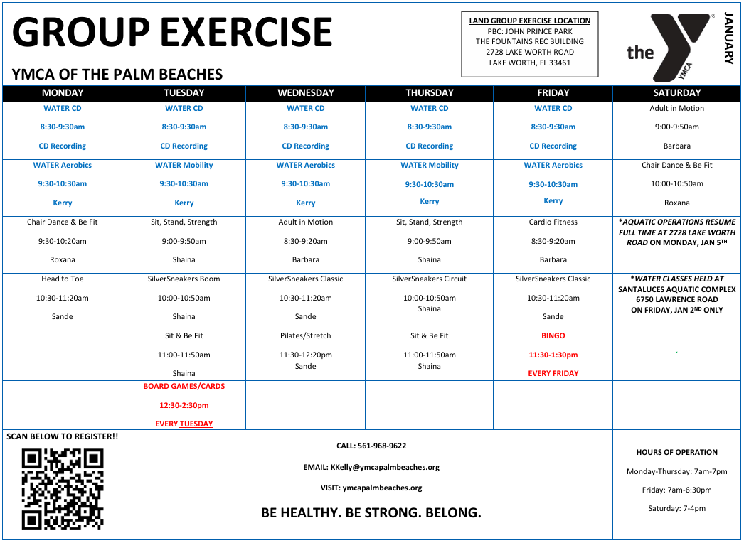 Fountains Bldg. Schedule