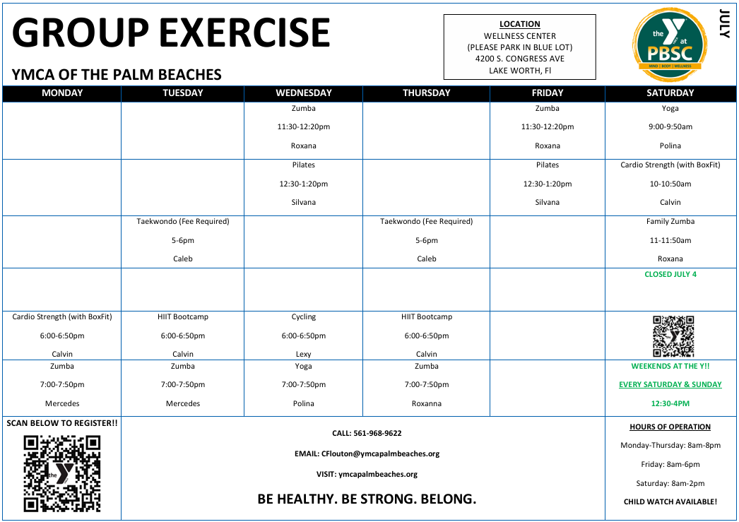 Wellness Center May Group Exercise Classes