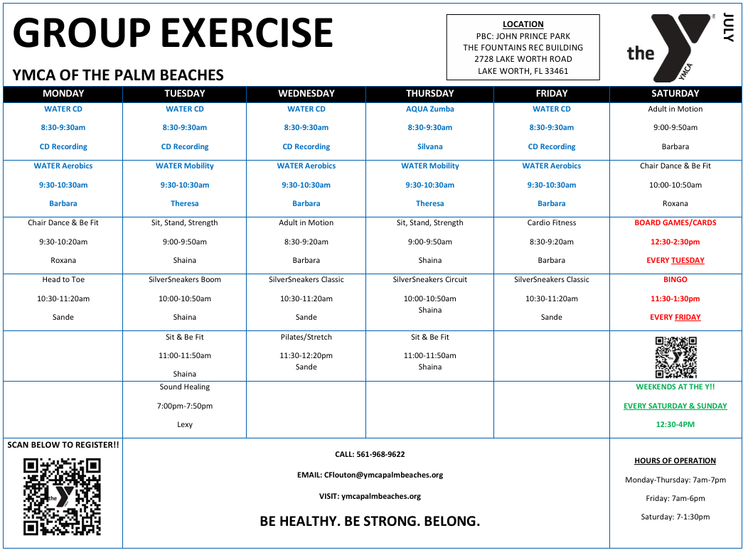 Fountains Bldg. Schedule