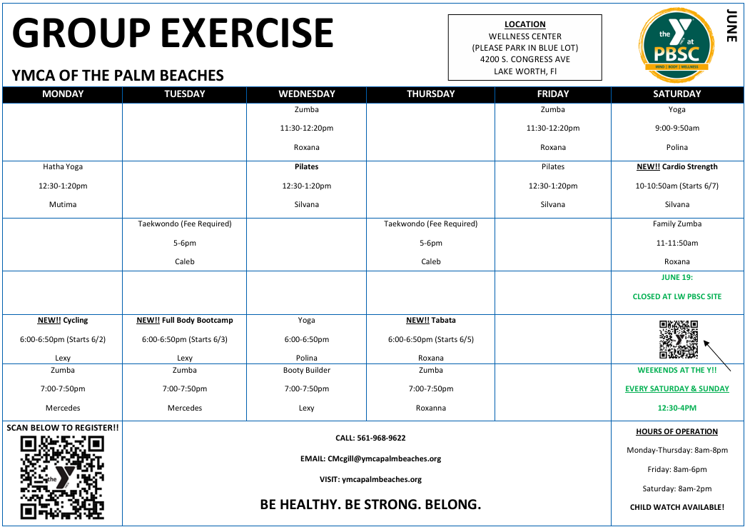 Wellness Center May Group Exercise Classes