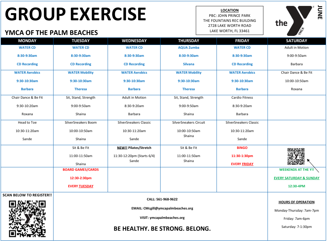 Fountains Bldg. Schedule