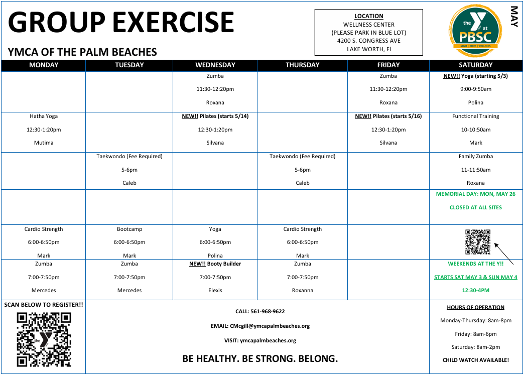Wellness Center May Group Exercise Classes