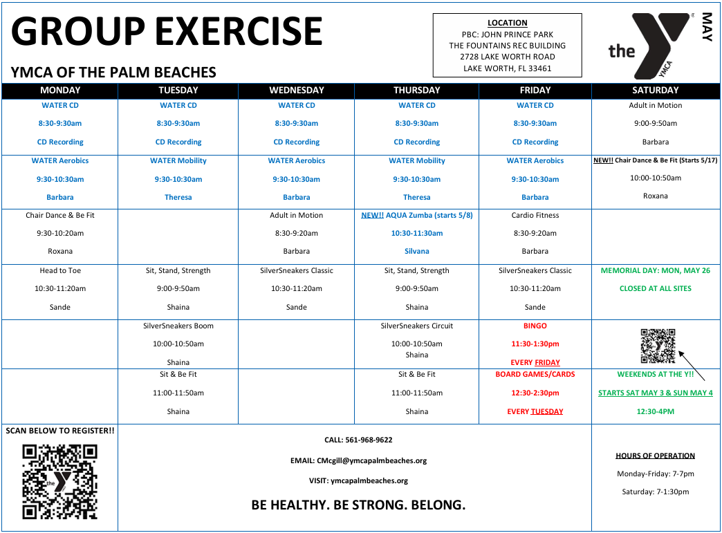 Fountains Bldg. Schedule