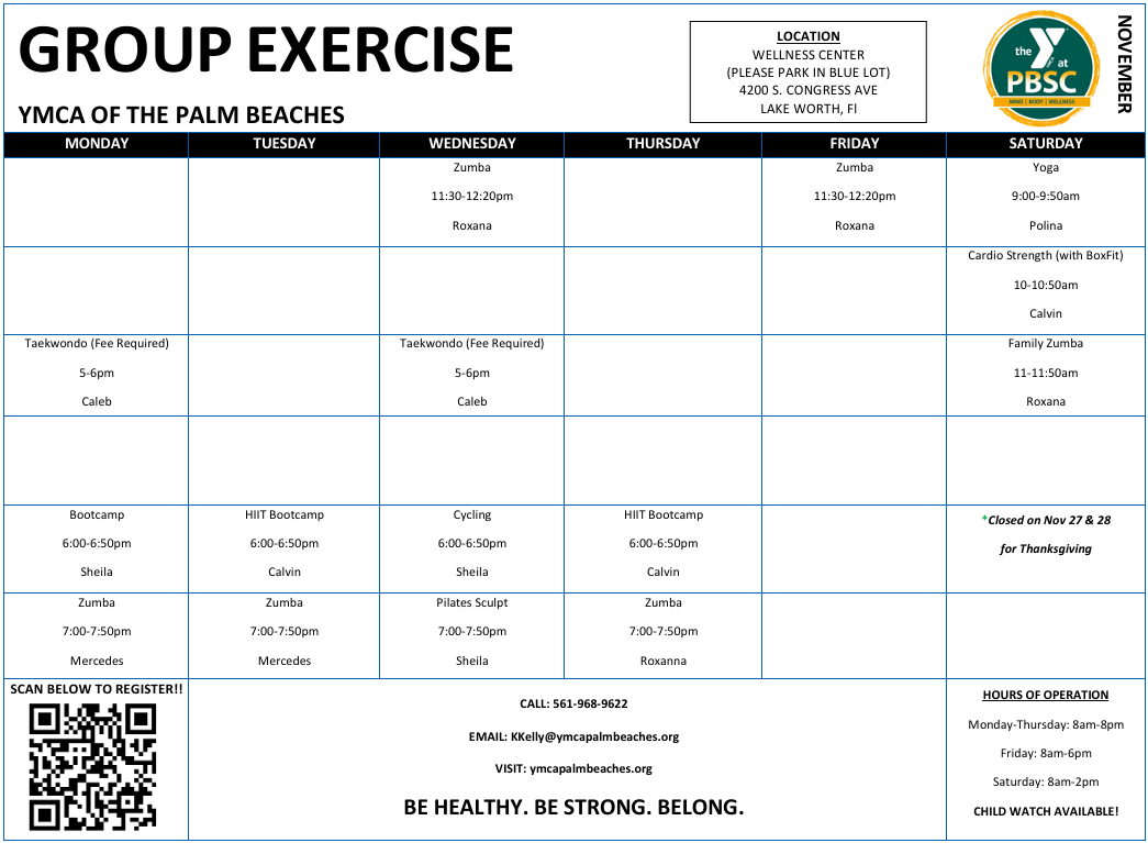 Wellness Center May Group Exercise Classes