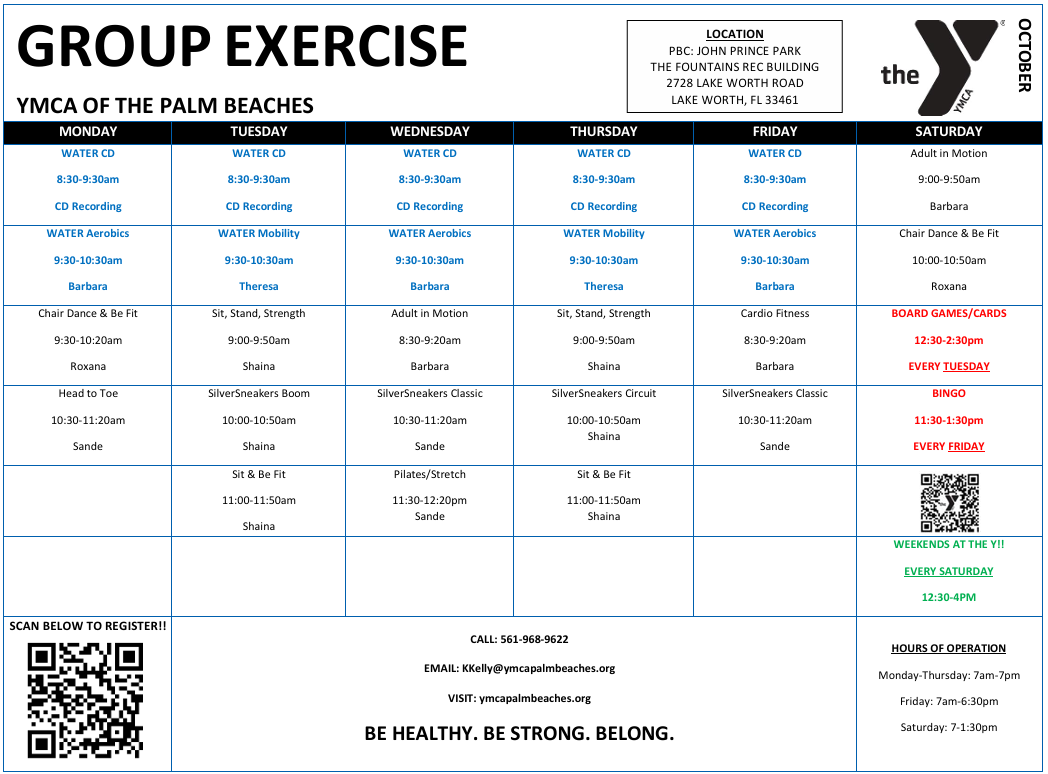 Fountains Bldg. Schedule