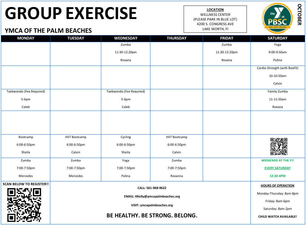 Wellness Center May Group Exercise Classes