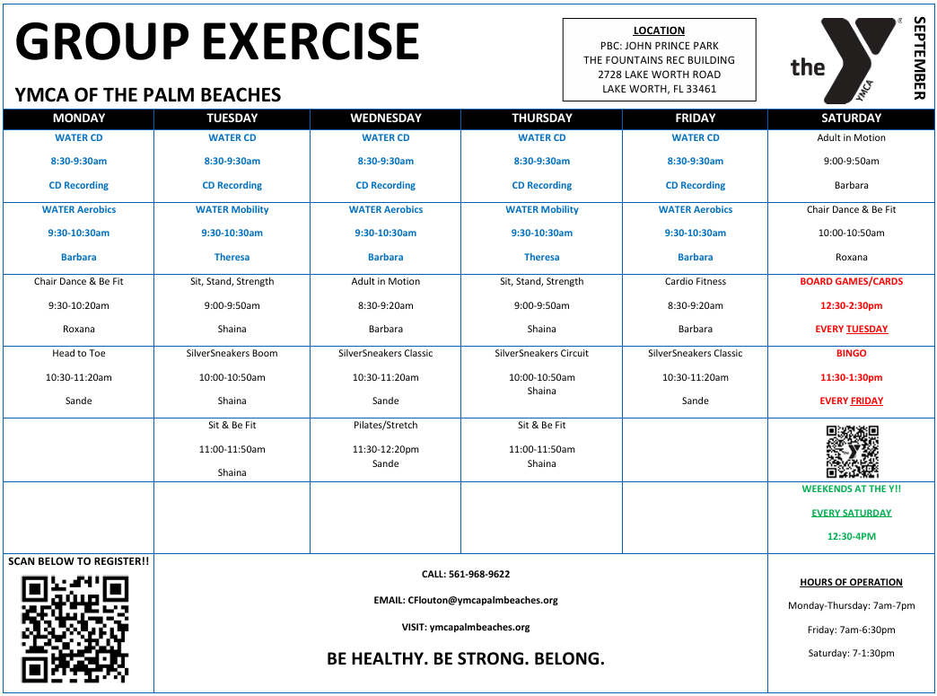 Fountains Bldg. Schedule