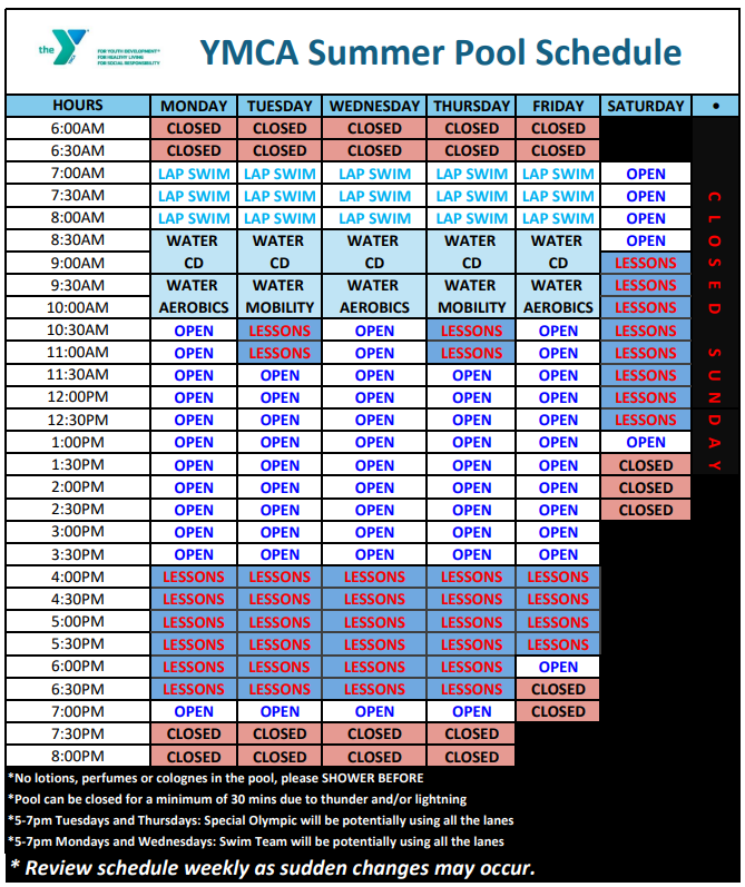 Pool Schedule